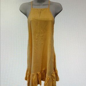 Yellow Sleeveless Dress with Ruffle Hem
